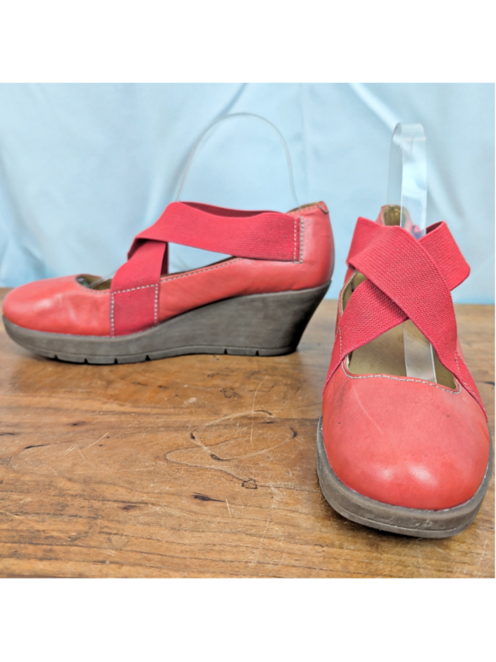 Bussola Zummia Elastic Strappy Red Leather Wedges 39
